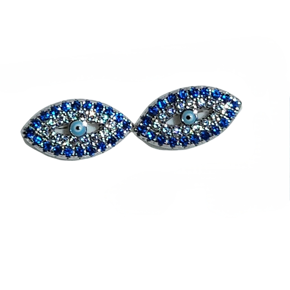 Blue Evil Eye Women's Sterling Silver 925 Cubic Zirconia Studded Earrings